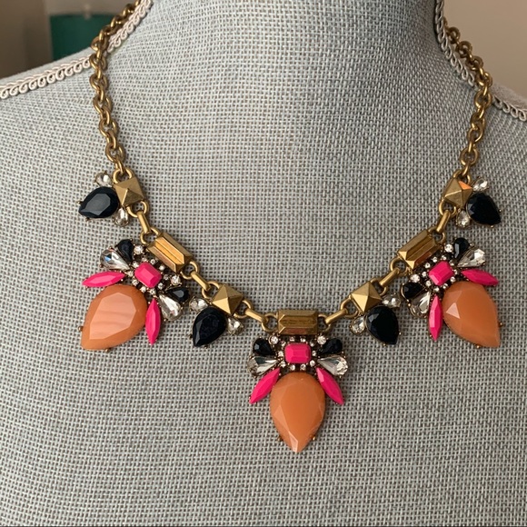J Crew Statement Necklace Rhinestone Bib Colorful - Picture 5 of 16